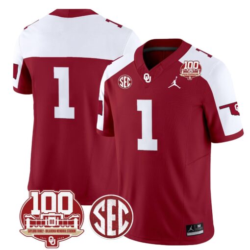 Oklahoma Sooners 100th Anniversary Patch Vapor Limited Jersey - All Stitched - Image 29