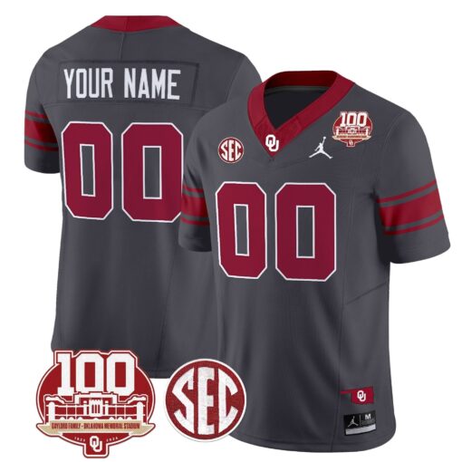 Custom Oklahoma Sooners Jersey 100th Anniversary Patch Vapor Limited Stitched - Image 2