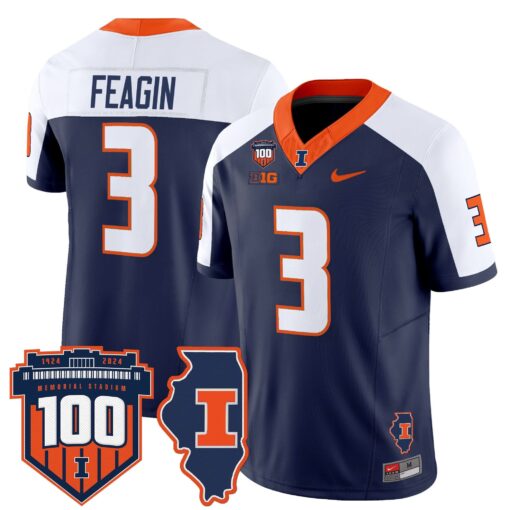 Illinois Fighting Illini 100th Memorial Stadium Patch Vapor Limited Jersey - All Stitched - Image 16