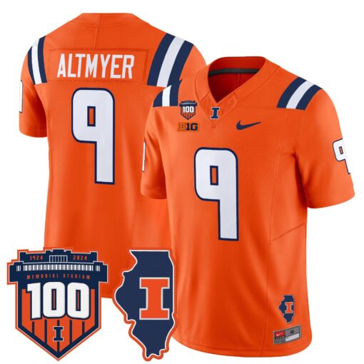 Illinois Fighting Illini 100th Memorial Stadium Patch Vapor Limited Jersey - All Stitched - Image 13