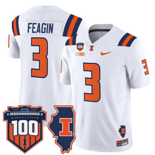 Illinois Fighting Illini 100th Memorial Stadium Patch Vapor Limited Jersey - All Stitched - Image 26
