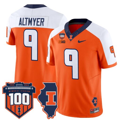 Illinois Fighting Illini 100th Memorial Stadium Patch Vapor Limited Jersey - All Stitched - Image 43