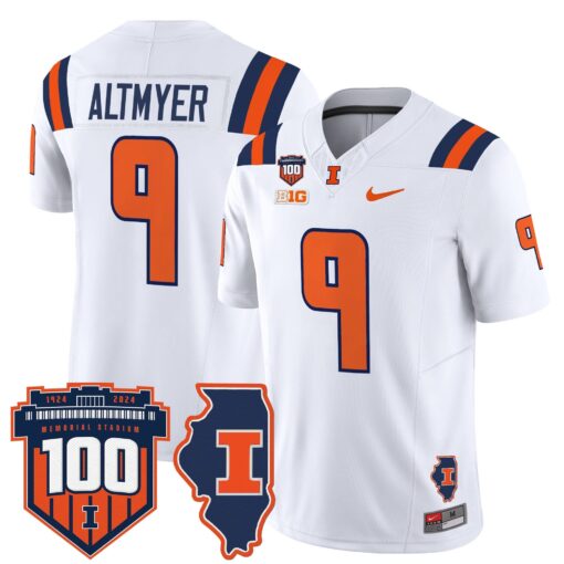 Illinois Fighting Illini 100th Memorial Stadium Patch Vapor Limited Jersey - All Stitched - Image 24