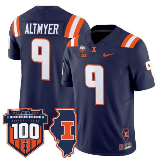 Illinois Fighting Illini 100th Memorial Stadium Patch Vapor Limited Jersey - All Stitched - Image 2