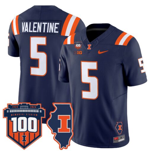 Illinois Fighting Illini 100th Memorial Stadium Patch Vapor Limited Jersey - All Stitched - Image 9