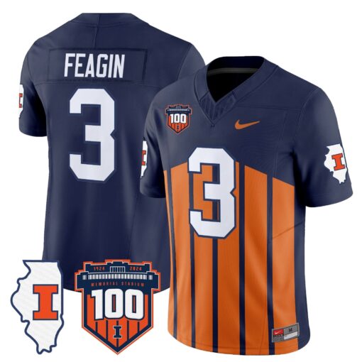 Illinois Fighting Illini 100th Memorial Stadium Patch Vapor Limited Jersey - All Stitched - Image 8