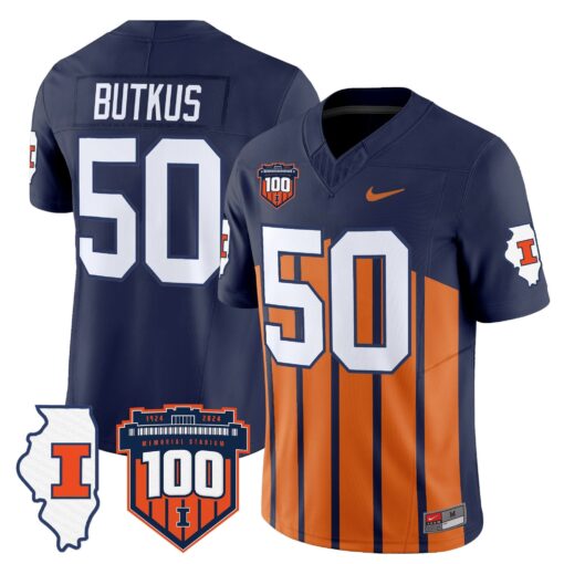 Illinois Fighting Illini 100th Memorial Stadium Patch Vapor Limited Jersey - All Stitched - Image 21
