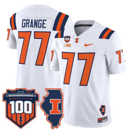 Illinois Fighting Illini 100th Memorial Stadium Patch Vapor Limited Jersey - All Stitched - Image 29
