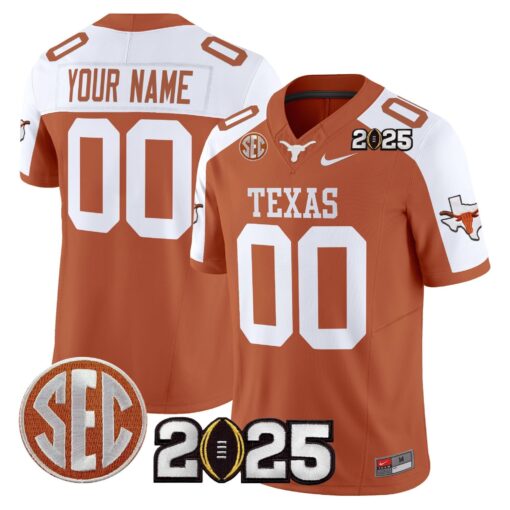 Custom Texas Longhorns Jersey 2025 CFP Final Patch Vapor Limited Stitched All Colors - Image 2