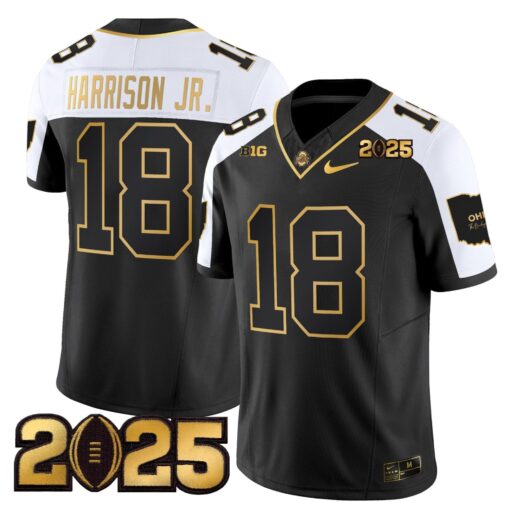 Ohio State Buckeyes 'Heritage Stripe' CFP Final Patch Gold Vapor Limited Jersey - All Stitched - Image 30