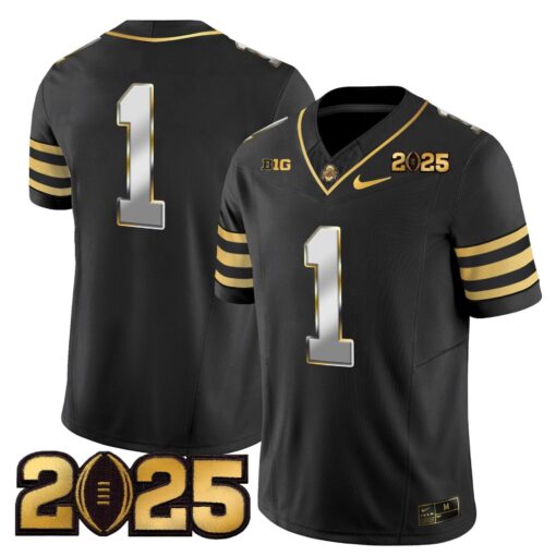 Ohio State Buckeyes 'Heritage Stripe' CFP Final Patch Gold Vapor Limited Jersey - All Stitched - Image 29