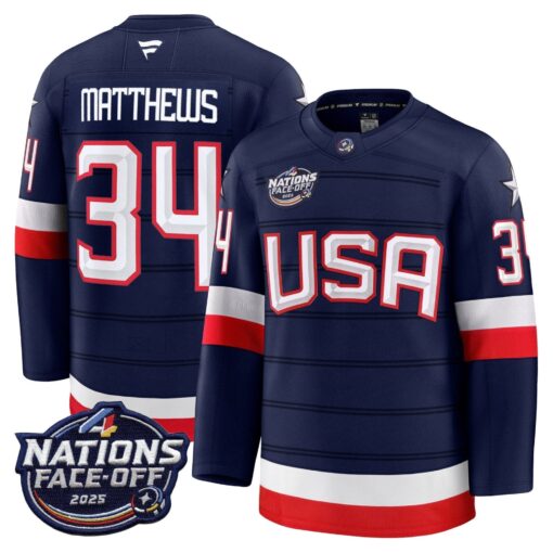 Men USA 4 Nations Face-Off 2025 Premium Jersey - All Stitched