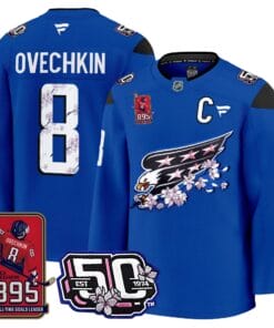 Ovechkin Washington Capitals All-Time Leading Goals Leader Patch Cherry Blossom Premium Jersey - All Stitched