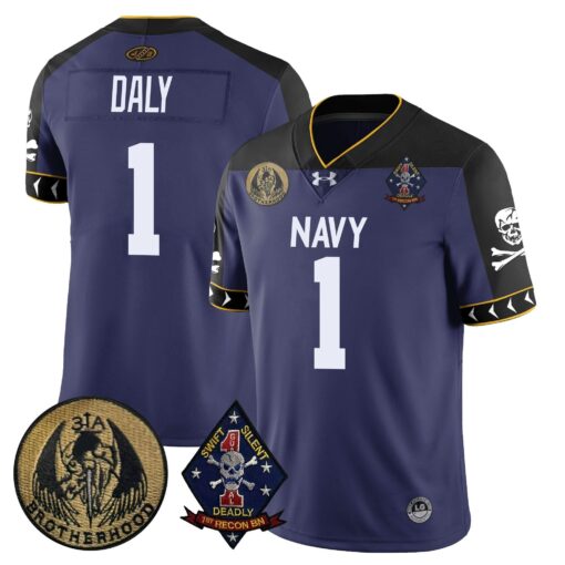 Navy Midshipmen Lacrosse Jolly Rogers Vapor Limited Jersey - All Stitched - Image 22