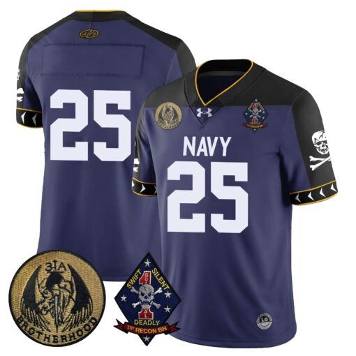 Navy Midshipmen Lacrosse Jolly Rogers Vapor Limited Jersey - All Stitched - Image 24