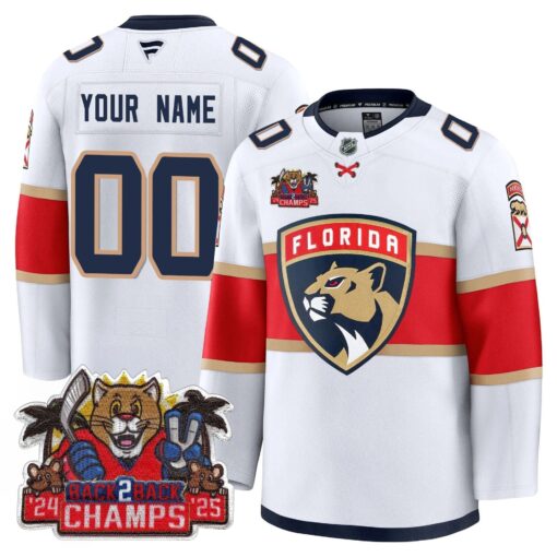 Custom San Florida Panthers 2025 Stanley Cup B2B Champions Jersey - All Stitched - Image 4