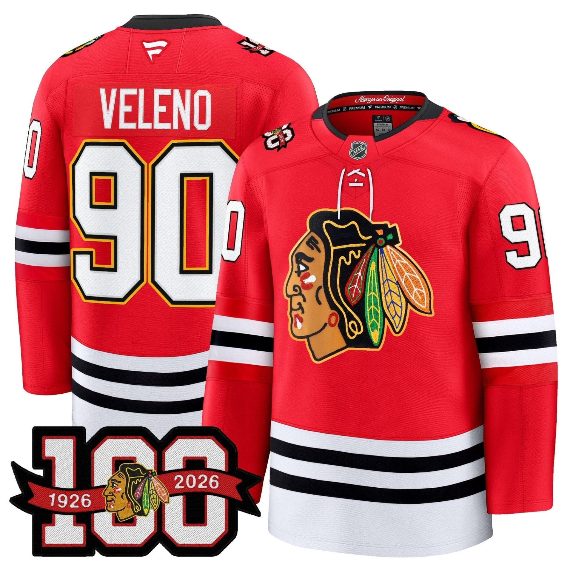 Chicago Blackhawks 100th Anniversary Premium Jersey - All Stitched - Image 5