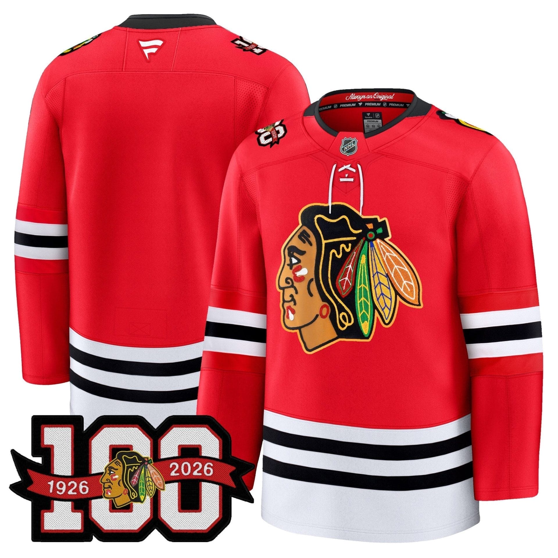 Chicago Blackhawks 100th Anniversary Premium Jersey - All Stitched - Image 8