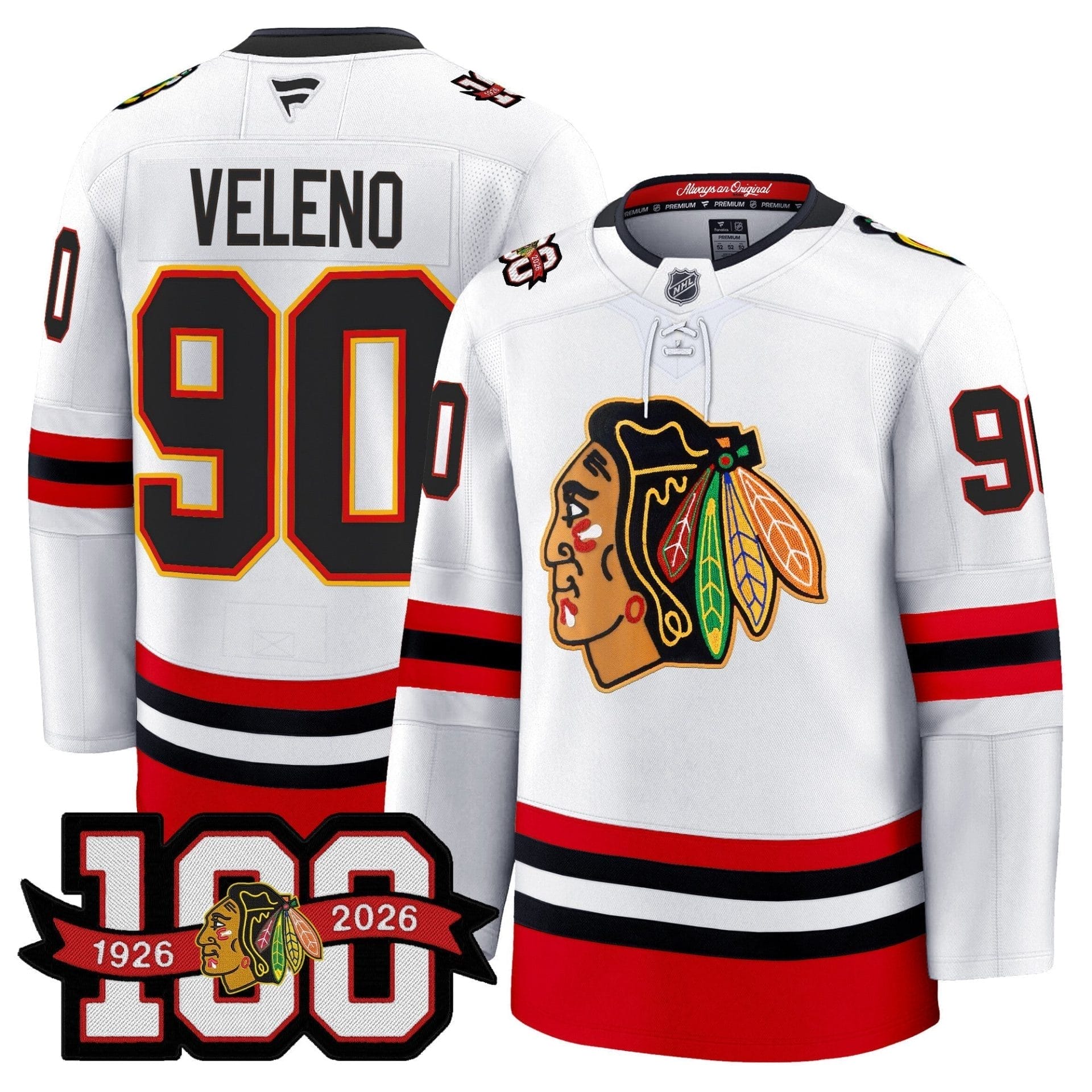 Chicago Blackhawks 100th Anniversary Premium Jersey - All Stitched - Image 13