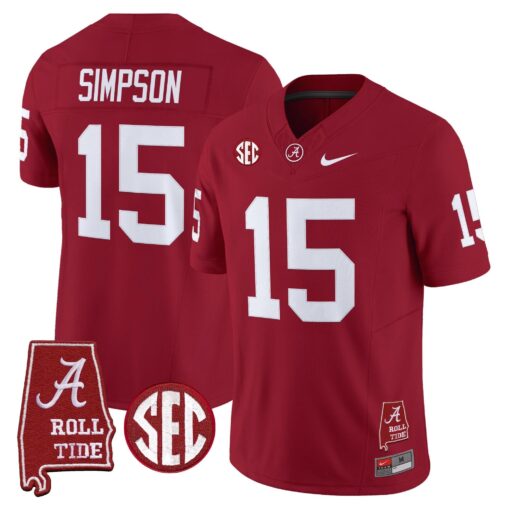 Alabama Crimson Tide Throwback Vapor Limited Jersey - Alabama Map - All Stitched - Image 9