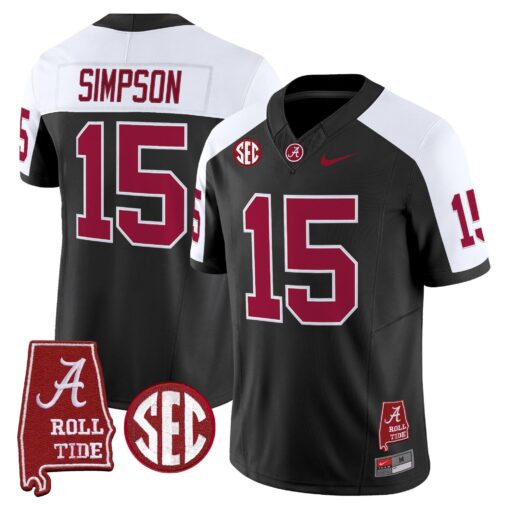 Alabama Crimson Tide Throwback Vapor Limited Jersey - Alabama Map - All Stitched