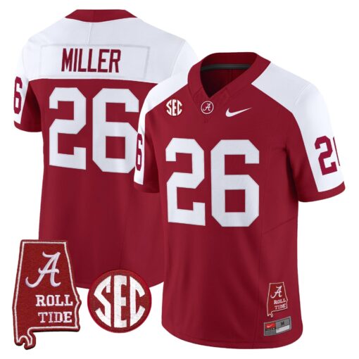 Alabama Crimson Tide Throwback Vapor Limited Jersey - Alabama Map - All Stitched - Image 3