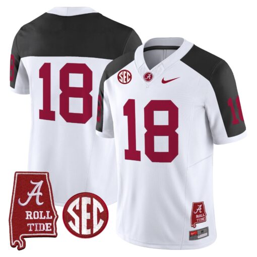 Alabama Crimson Tide Throwback Vapor Limited Jersey - Alabama Map - All Stitched - Image 43