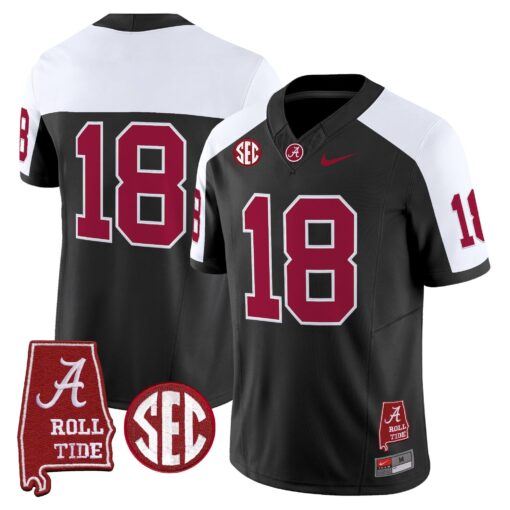 Alabama Crimson Tide Throwback Vapor Limited Jersey - Alabama Map - All Stitched - Image 47