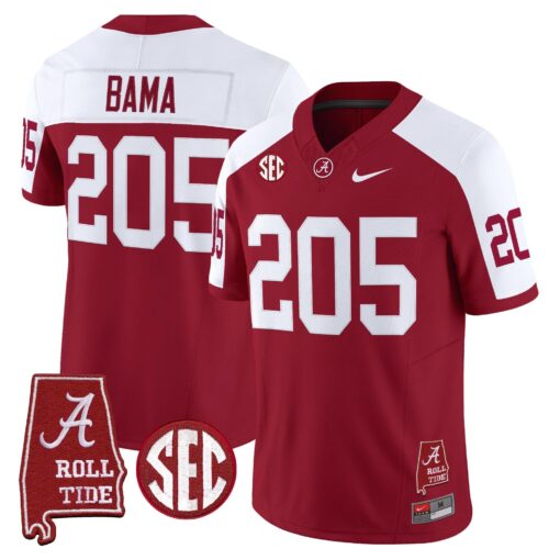 Alabama Crimson Tide Throwback Vapor Limited Jersey - Alabama Map - All Stitched - Image 2