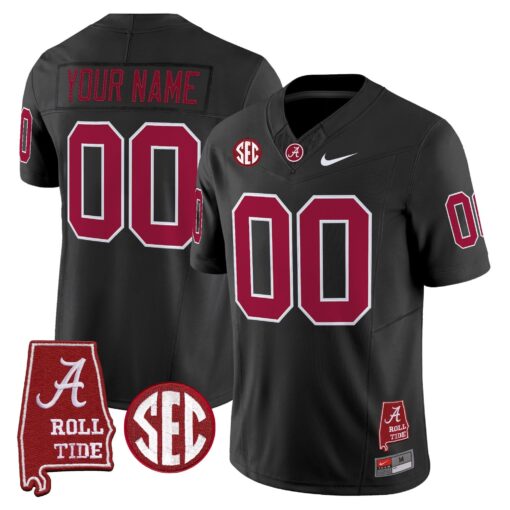 Custom Alabama Crimson Tide Jersey Throwback Vapor Limited - Alabama Map - All Stitched - Image 4