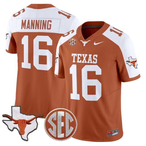 Texas Longhorns 2025 State Map & SEC Patch Vapor Limited Jersey - All Stitched - Image 4