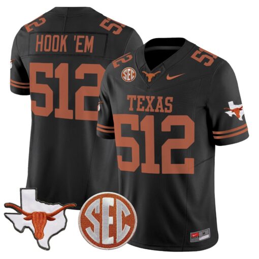 Texas Longhorns 2025 State Map & SEC Patch Vapor Limited Jersey - All Stitched - Image 23