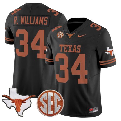 Texas Longhorns 2025 State Map & SEC Patch Vapor Limited Jersey - All Stitched - Image 40
