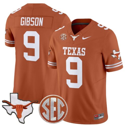 Texas Longhorns 2025 State Map & SEC Patch Vapor Limited Jersey - All Stitched - Image 7