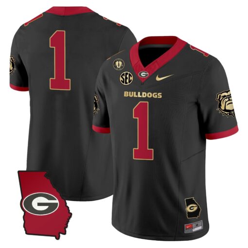 Georgia Bulldogs 2025 Georgia Map & Vince Dooley Patch Vapor Limited Jersey - All Stitched - Image 8