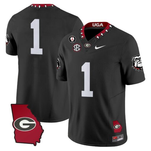 Georgia Bulldogs 2025 Georgia Map & Vince Dooley Patch Vapor Limited Jersey - All Stitched - Image 35
