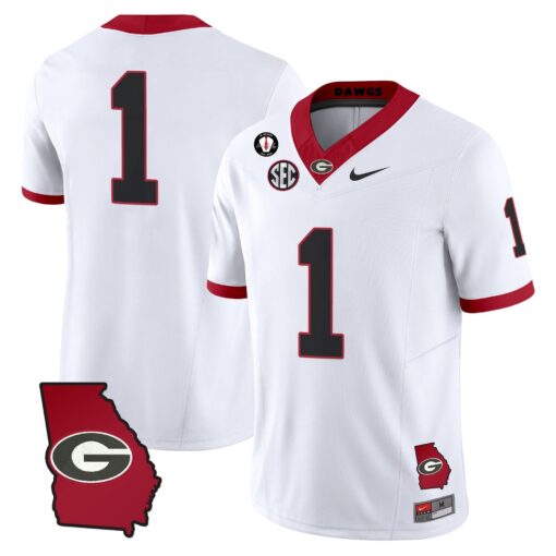 Georgia Bulldogs 2025 Georgia Map & Vince Dooley Patch Vapor Limited Jersey - All Stitched - Image 43