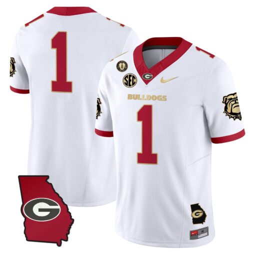 Georgia Bulldogs 2025 Georgia Map & Vince Dooley Patch Vapor Limited Jersey - All Stitched - Image 17