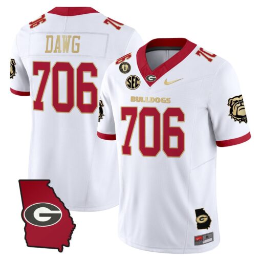 Georgia Bulldogs 2025 Georgia Map & Vince Dooley Patch Vapor Limited Jersey - All Stitched - Image 10