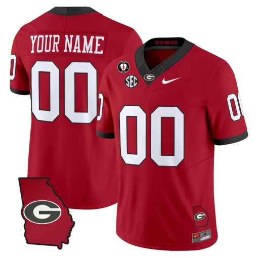 Custom Georgia Bulldogs Jersey 2025 Georgia Map & Vince Dooley Patch Vapor Limited All Stitched - Image 4