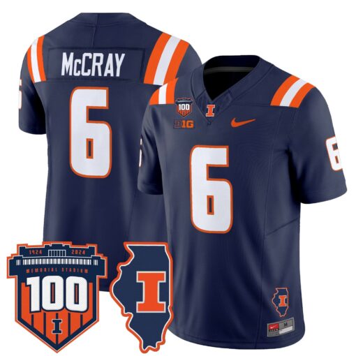 Illinois Fighting Illini 100th Memorial Stadium Patch Vapor Limited Jersey - All Stitched - Image 10