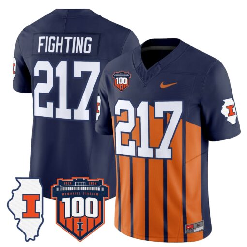 Illinois Fighting Illini 100th Memorial Stadium Patch Vapor Limited Jersey - All Stitched - Image 34