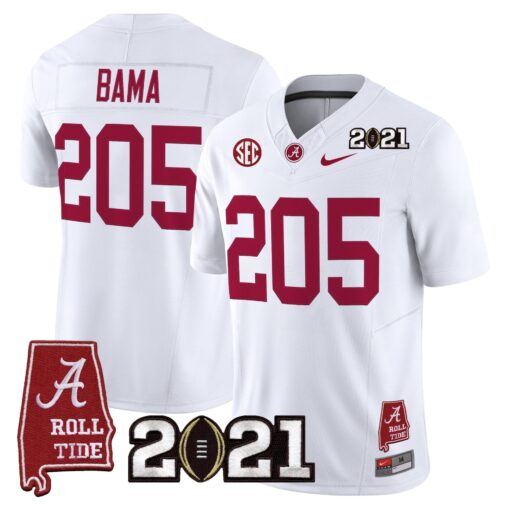 Alabama Crimson Tide '2021 CFP National Championship' Vapor Limited Jersey - Alabama Map - All Stitched - Image 16