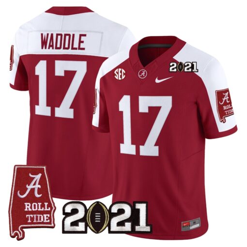 Alabama Crimson Tide '2021 CFP National Championship' Vapor Limited Jersey - Alabama Map - All Stitched - Image 10