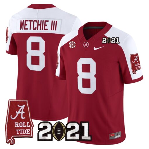 Alabama Crimson Tide '2021 CFP National Championship' Vapor Limited Jersey - Alabama Map - All Stitched - Image 15
