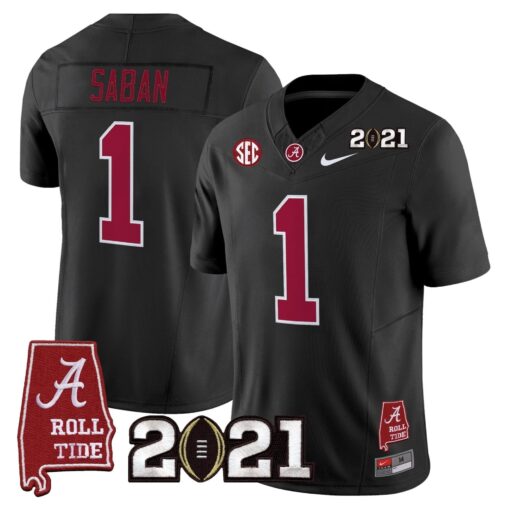 Alabama Crimson Tide '2021 CFP National Championship' Vapor Limited Jersey - Alabama Map - All Stitched - Image 26