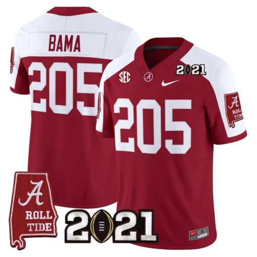 Alabama Crimson Tide '2021 CFP National Championship' Vapor Limited Jersey - Alabama Map - All Stitched - Image 7