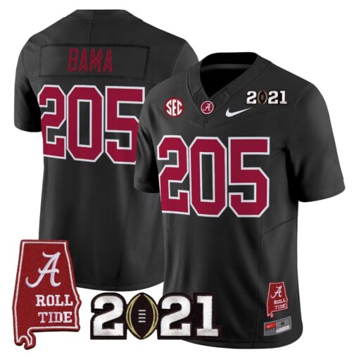 Alabama Crimson Tide '2021 CFP National Championship' Vapor Limited Jersey - Alabama Map - All Stitched - Image 19