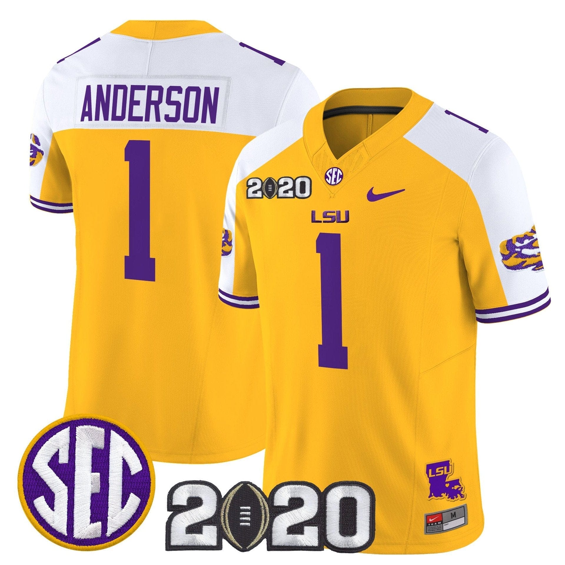 Aaron Anderson Jersey #1 LSU Tigers 2020 National Champions Stitched - Image 2