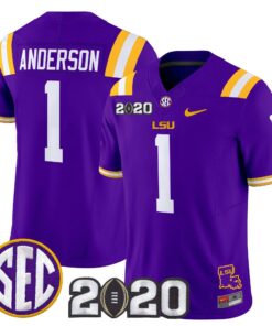 Aaron Anderson Jersey 1 LSU Tigers 2020 National Champions Stitched Purple